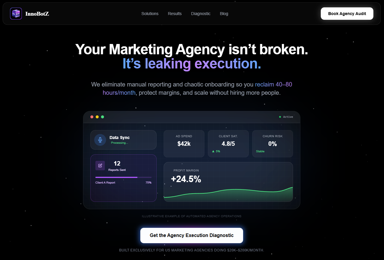 Innobotz.com referencia weboldal — konverzióra optimalizált céges honlap, WebQuisition portfólió